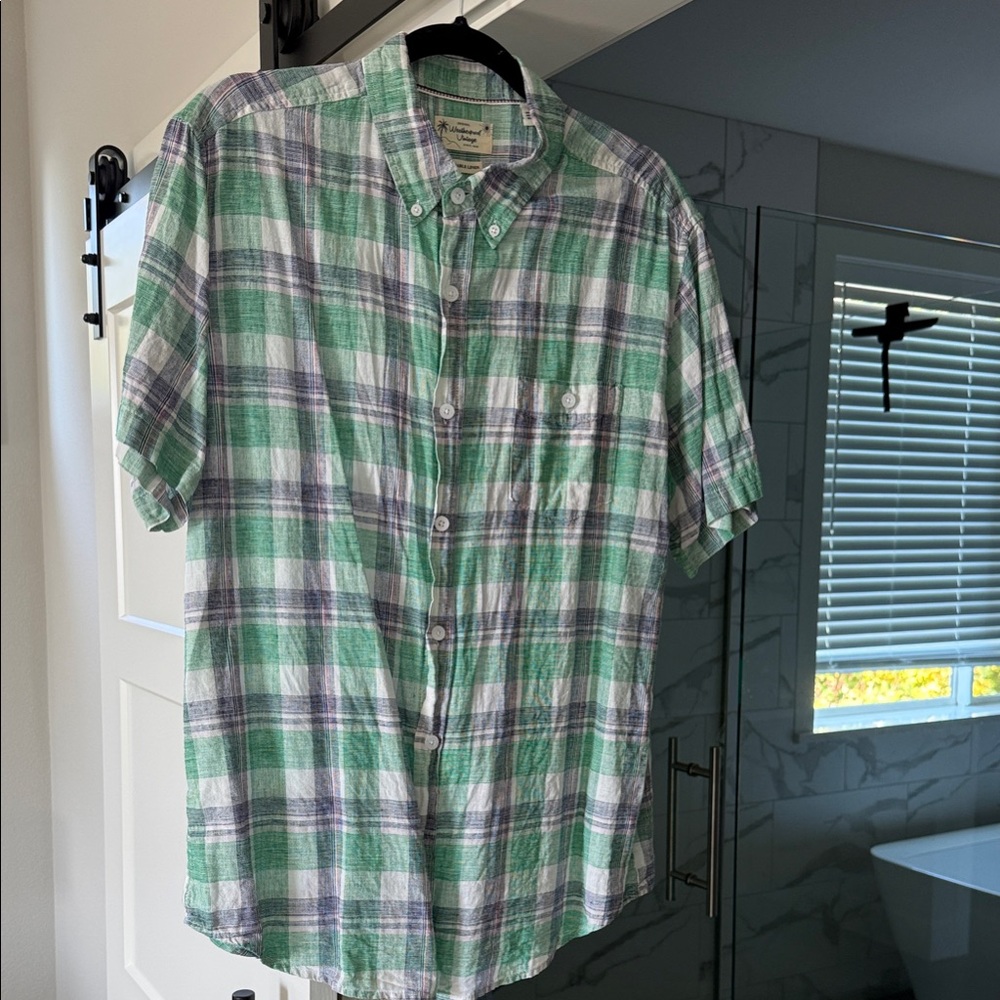 Green / White / Blue Plaid Button Down Shirt